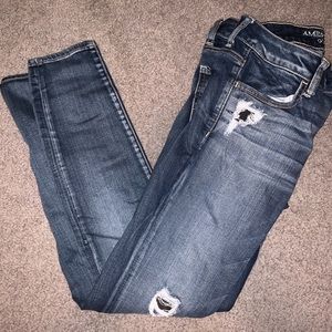 Ripped jeans with fabric under the rips!